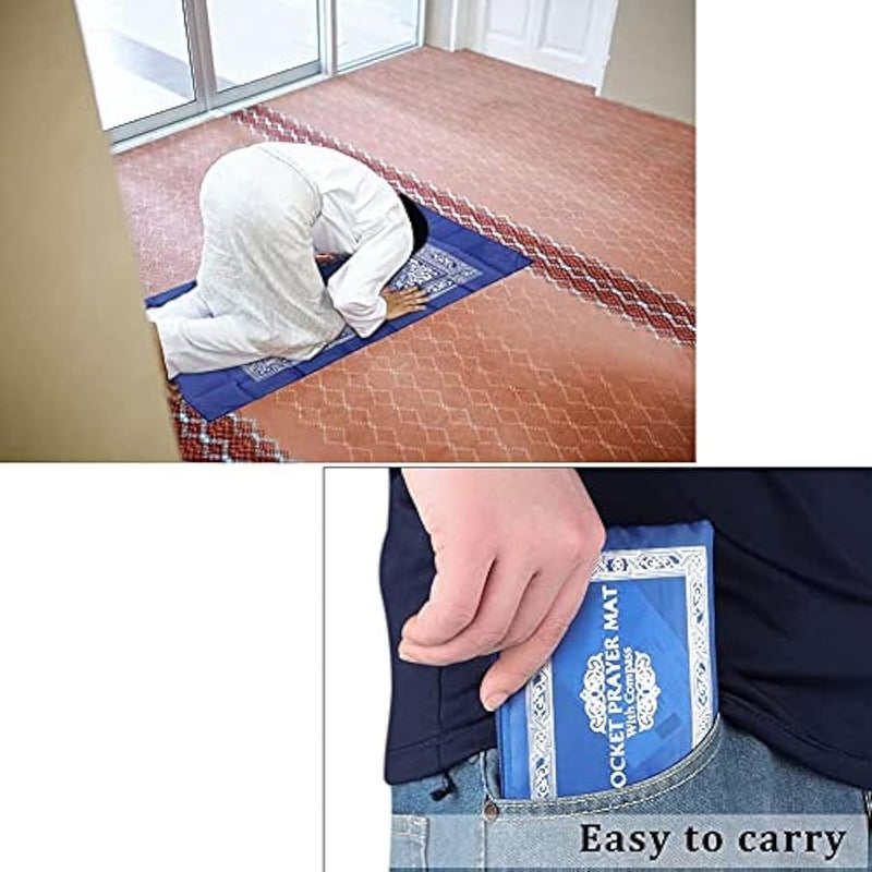 1 Pieces Portable Travel Prayer Mat with Compass, Waterproof Polyester Prayer Rug, Muslim Travel Prayer Mat, for Ramadan Gifts (60cm×100cm) - Image 4